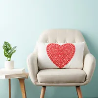 Fancy Red Dots Heart Lumbar Pillow