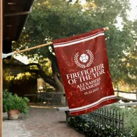Elegant Firefighter of the Year Red Marble House Flag