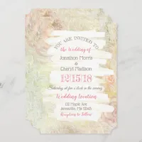 Delicate Pink and Beige Floral Wedding Invitation