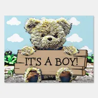 Double Sided Baby Shower is Here and Its a Boy! Sign