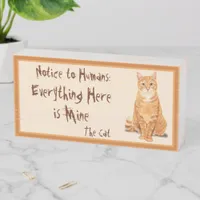 Orange Ginger Tabby Cat Funny Personalized Wooden Box Sign