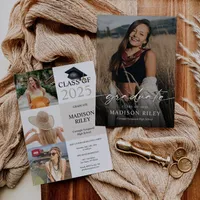 Boho Graduation Party Invitation with Photos