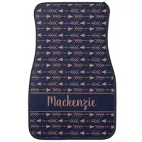 Navy Blue Rose Gold Foil Bohemian Tribal Arrows Car Floor Mat