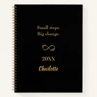 Black gold motivational quote notebook