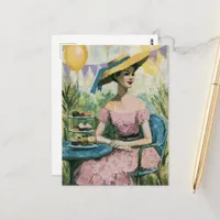 Beautiful Woman at the Cupcake Party Table Collage Postcard