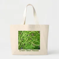 Green Bean Heads! Large Tote Bag