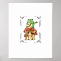 Mushroom Frog Goblincore Mycology Artistic Design Poster