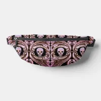 Goth Pink Ornament with Skull  Fanny Pack