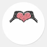 Skeleton Hand Heart Sign Valentines Day Classic Classic Round Sticker