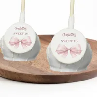 Bow pink white SWEET 16 Cake Pops