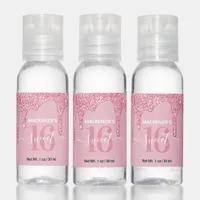 Pretty Pink Sparkle Glitter Drips Sweet 16 Hand Sanitizer