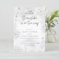 Silver Snowflake is on the way Winter Baby Shower Invitation