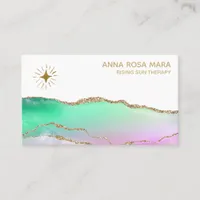 *~* Rainbow Agate Gold Glitter Vein Pastel Star Business Card