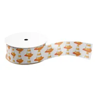 Construction Worker Builder Orange Traffic Cones Grosgrain Ribbon