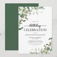 Eucalyptus Greenery Birthday Celebration Invitation