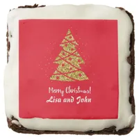 Cute Christmas Tree Winter Holiday Red Glitter Brownie