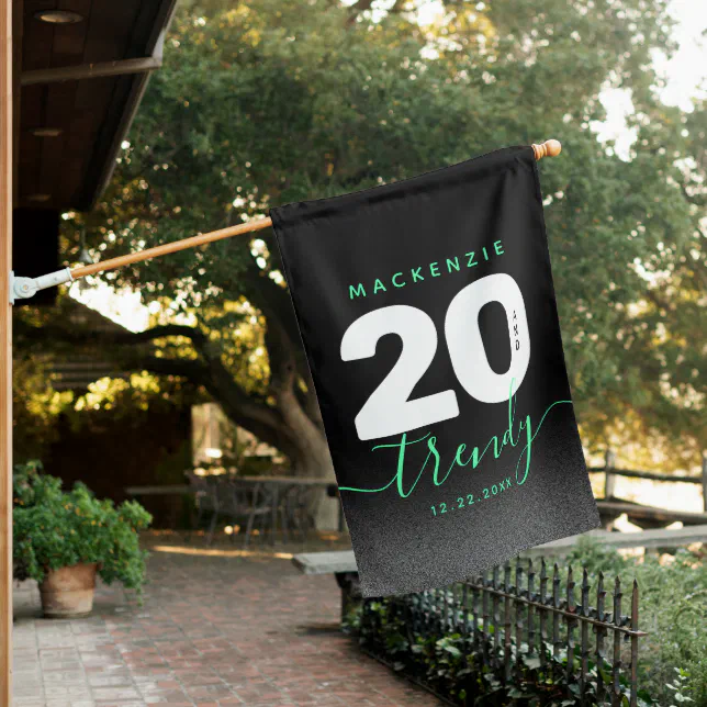 Modern Girly Mint Green 20 and Trendy House Flag