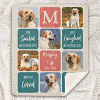 Dog Memorial Gift Pet Loss Modern Colorful 6 Photo Sherpa Blanket