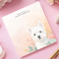 Watercolor Westie Pastel Floral Personalized Notepad