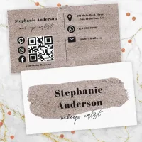 Chic Metallic Glittery Brush Stroke Makeup Artist Business Card