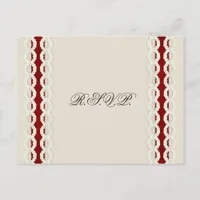 Red Rustic burlap and lace country wedding Invitation Postcard