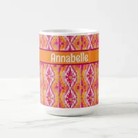 Moroccan Orange and Pink Ikat Pattern 15 Oz Coffee Mug