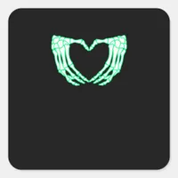 Skeleton Hands, Heart, Xray Halloween Costume Square Sticker