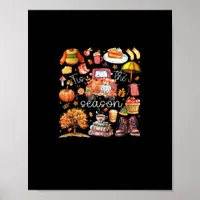 Tis The Season Pumpkin Leaves Autumn Poster