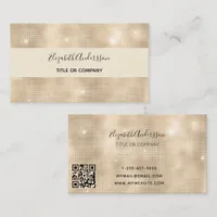 Beige elegant script qr code business card