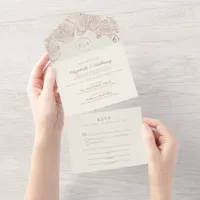 Elegant Dusty Rose Orchid Monogram Photo Wedding  All In One Invitation