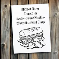 Cute Coloring Page with Sub Sandwich Pun 