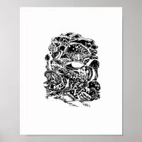 Cottagecore Aesthetic Frog Mushroom Goblincore Art Poster