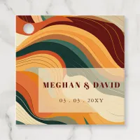 Retro Abstract Earthy Terracotta Orange Wedding Favor Tags