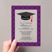 Deep Purple Class of 20XX Graduation Party Acrylic Invitations