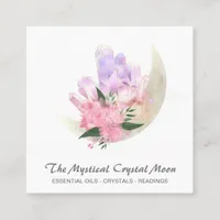 *~*  Mystic Moon Crystals Floral Cosmic Glitter Sq Square Business Card