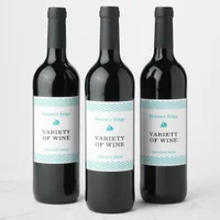 Modern Blue Ocean Waves Wine Label