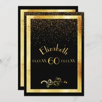 60th birthday party invitation card black and gold