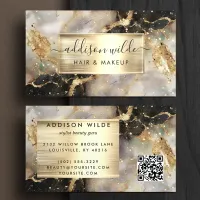 Black And Gray Watercolor Faux Gold Foil Business Card