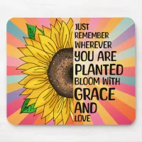 Inspirational Quote and Hand Drawn Sunflower Mouse Pad