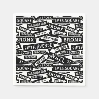 New York Street Names, Famous Places in NYC Napkins