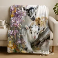 Baby Goats in Autumn Foliage 5 Fleece Blanket