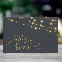 Modern String Lights Best Day Ever Gold ID585 Guest Book