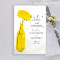 Yellow Flower in Vase Wedding Menu