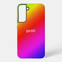 Diagonal Rainbow Colored Gradient Add Name Samsung Galaxy S22+ Case