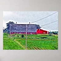 Barn Digital Painting Poster