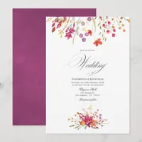 Watercolor Aquarelle Wild Flower Wedding Invitation