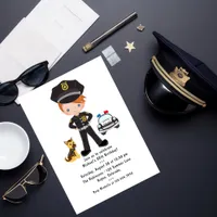 Police themed Ginger Boy Birthday Party Invitation