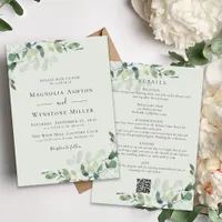 Eucalyptus Sage Green All in One Wedding Invitation