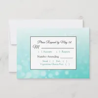 Teal Bubbles Elegant Wedding RSVP card