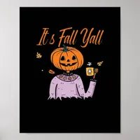 It’s Fall Y’all Funny Minimal Style Poster